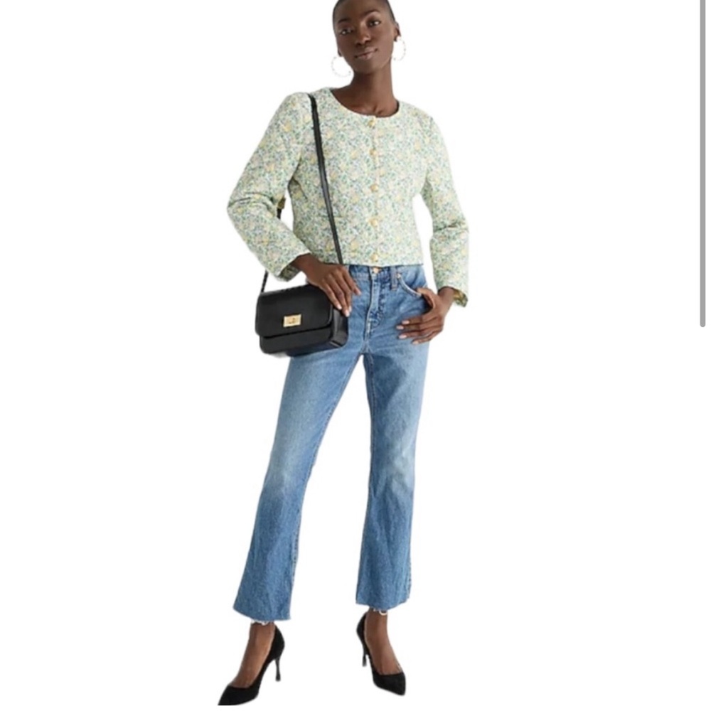 J. Crew 9” Billie‎ Demi Boot Crop Jeans Faded Blue Raw Hem size 26